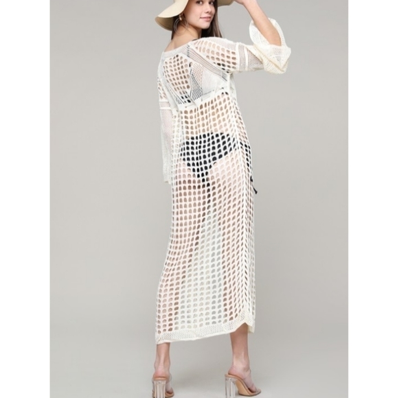 Sale! 1 LEFT! New Crochet Knit Hollow Out Beach Swim Dress Cover Up Kaftan - Picture 2 of 11